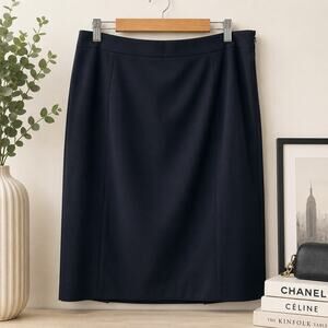 Lafayette 148 New York Wool Stretch Pencil Skirt Black Size 14 Career